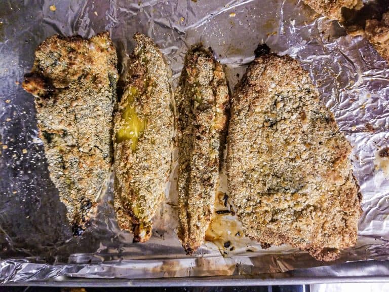 chile rellenos on a pan