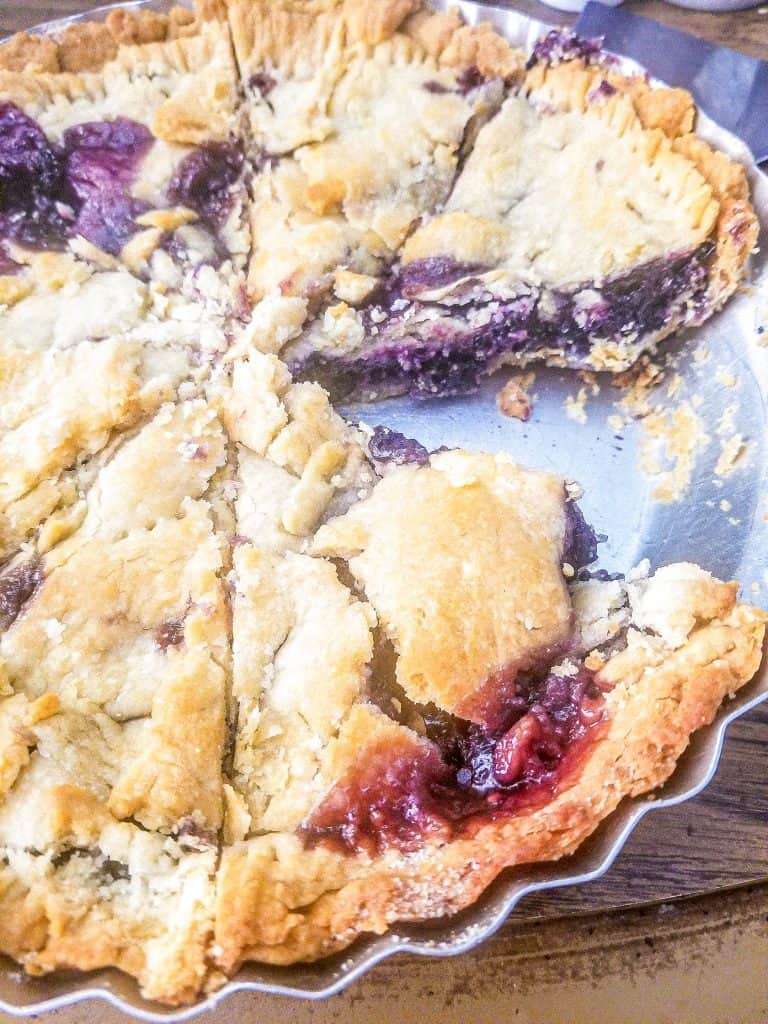 mulberry pie in a pan