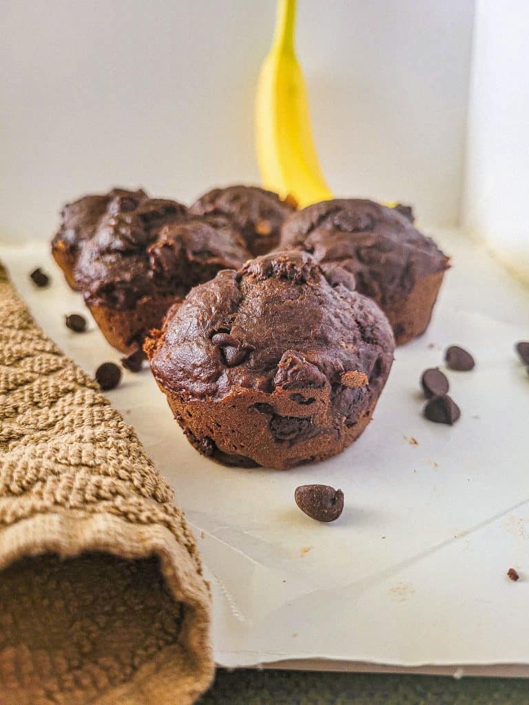 The Best Double Chocolate Chip Banana Muffins