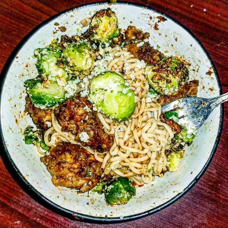 Crock pot general tso chicken in a bowl