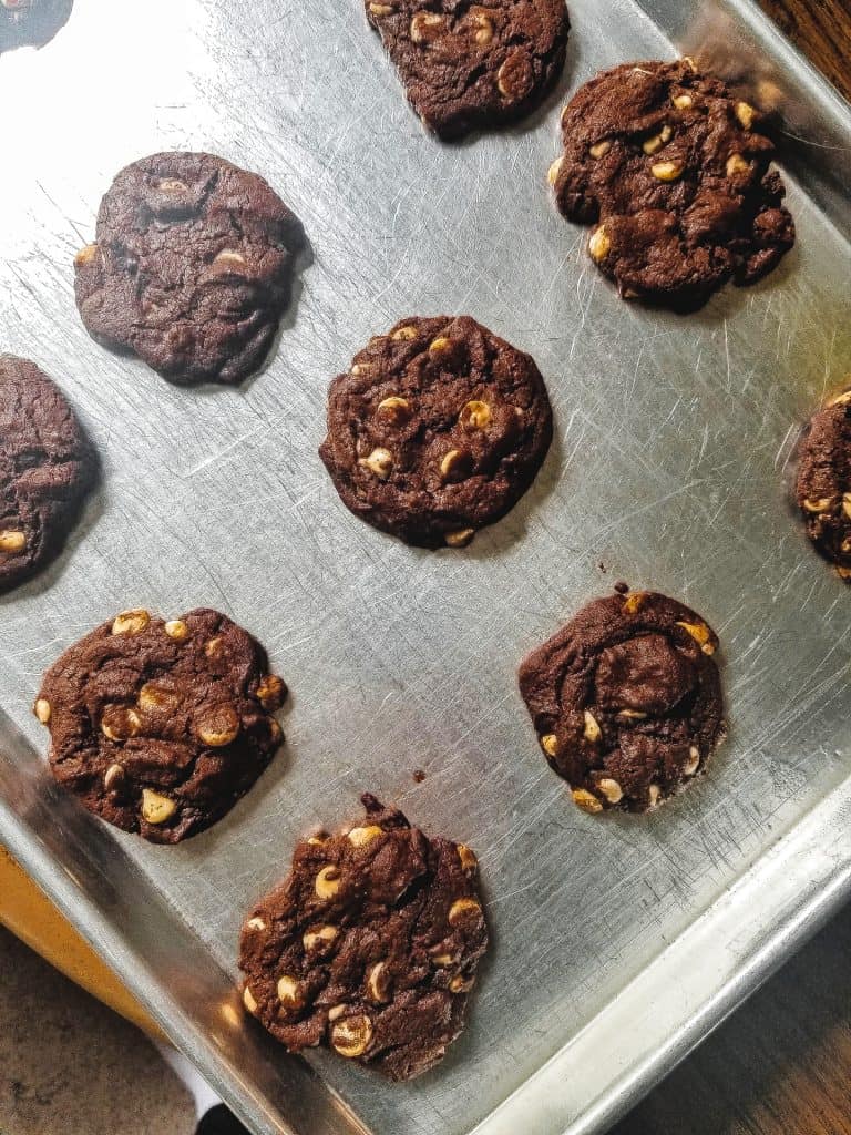 inside out cookies on baking sheet